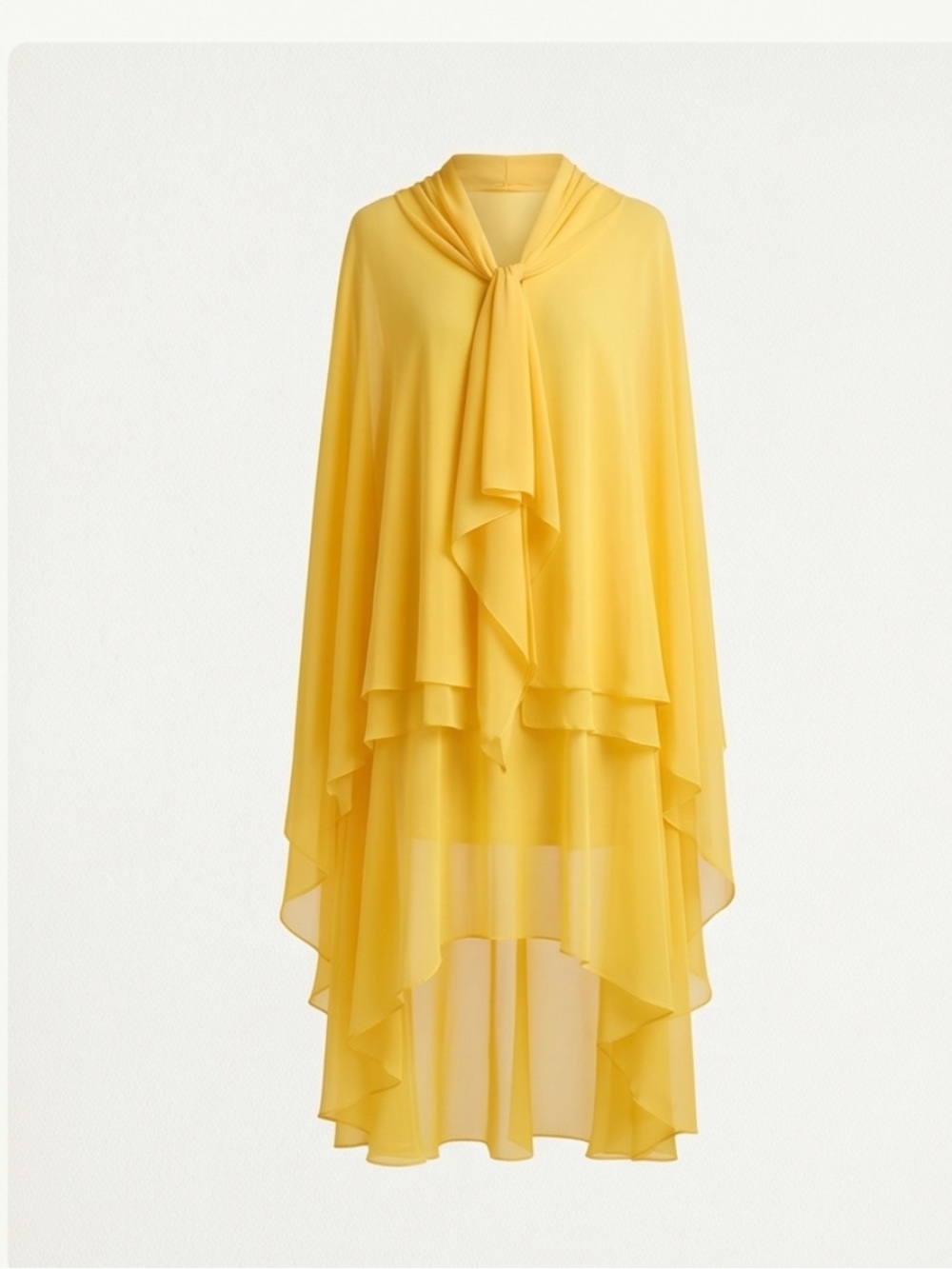 VENUS Yellow High-Low Layered Chiffon Skirt